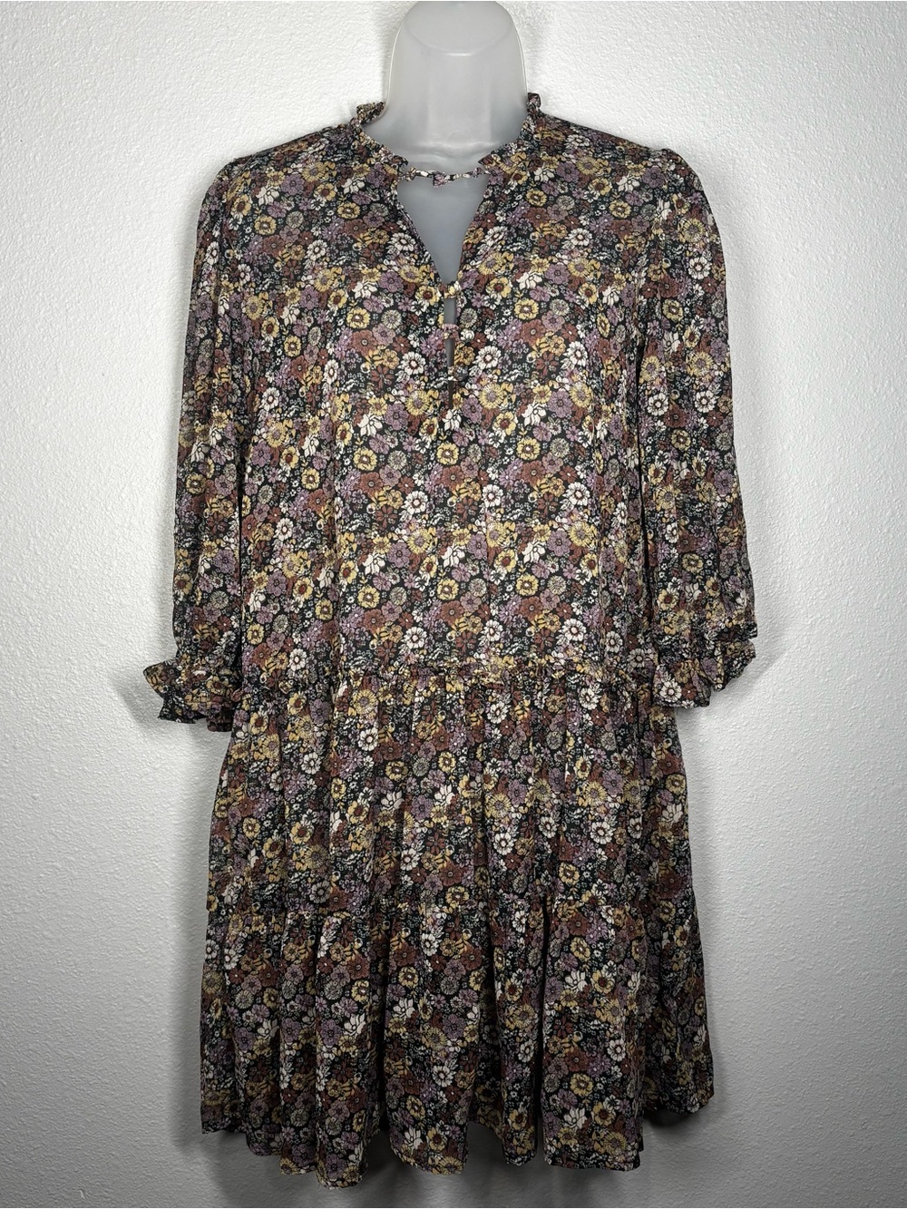 Rewind Multicolor Grunge Whimsy Goth Floral Cottage Sheer Dress Size Medium